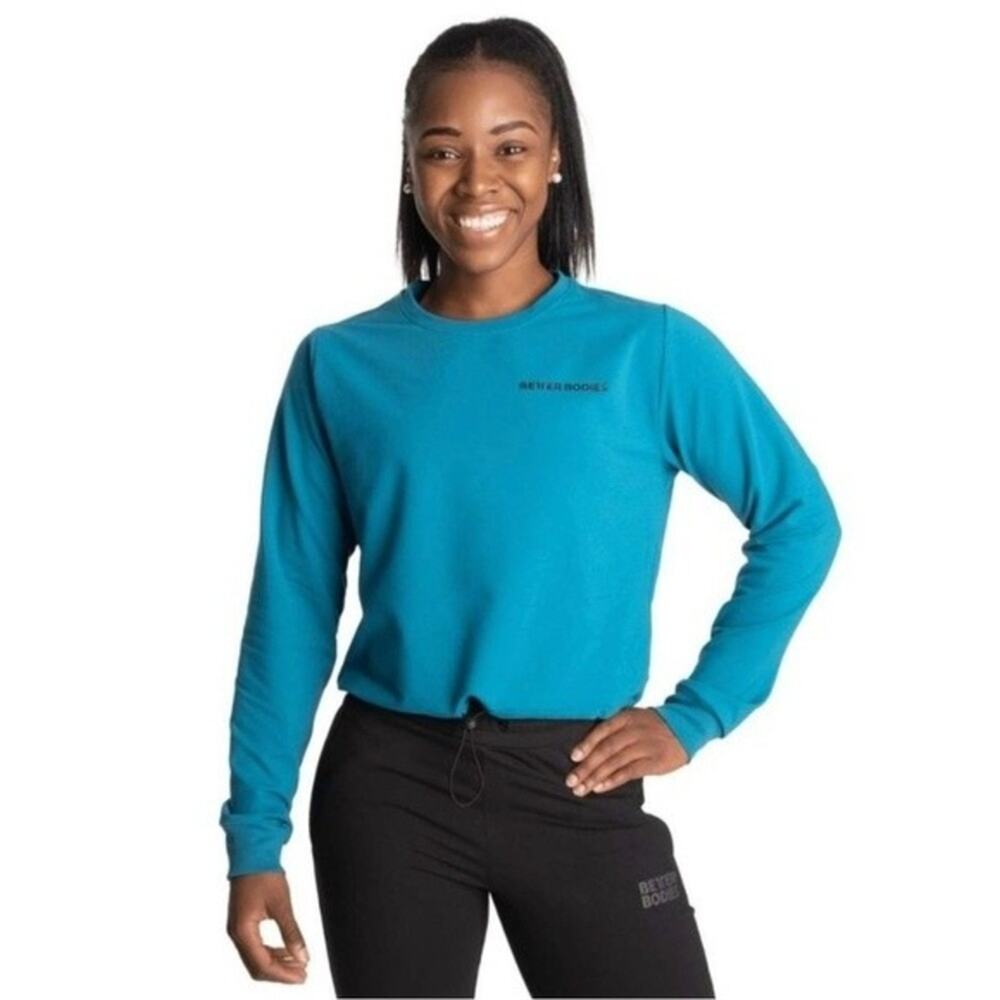 Better Bodies Empire‎ Crop Crew Sweatshirt Active Athleisure Turquoise Small